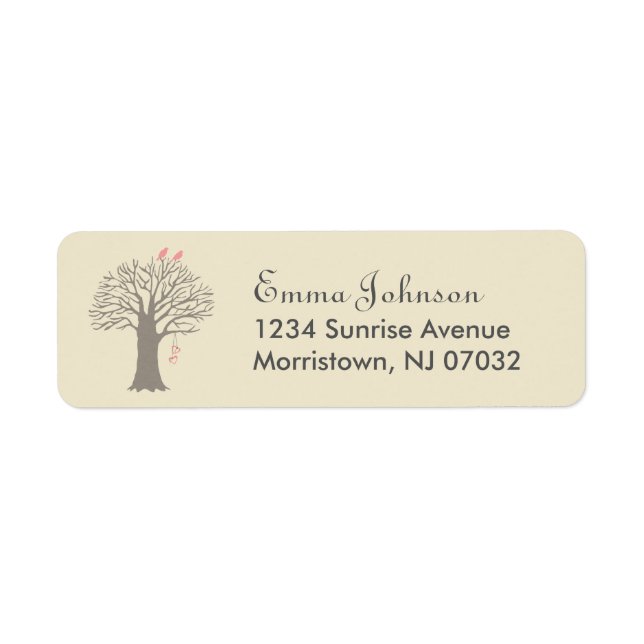 Tree Love Birds Custom Return Address Label (Front)