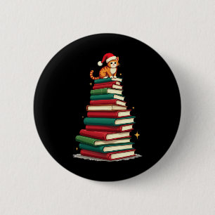 Tree Love Reading Books Cat Librarian Funny Christ 2 Inch Round Button