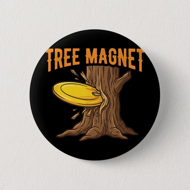 Tree Magnet Disc Golf Enthusiast Frisbee Sport  2 Inch Round Button (Front)