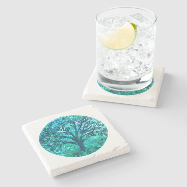 Tree Medallion Stone Coaster (Side)