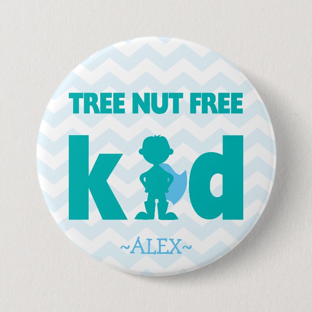 Tree Nut Free Superhero Boy Button (Front)
