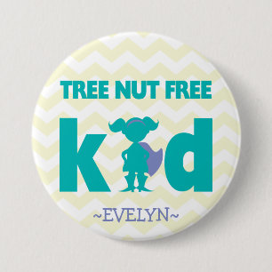 Tree Nut Free Superhero Girl Button