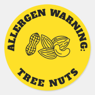 Tree Nuts Allergen Warning Sticker - Yellow Safety