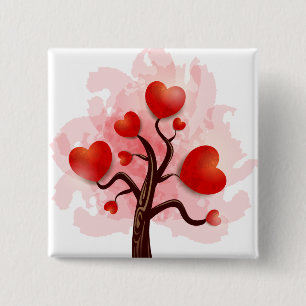 Tree of Hearts 2 Inch Square Button