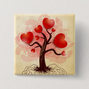 Tree of Hearts 2 Inch Square Button