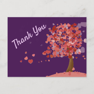 Tree of Hearts cute hearts thank you Postcard