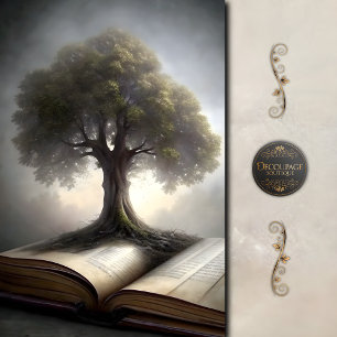 Tree of Knowledge Book Decoupage Tissue Paper