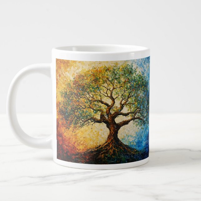 Tree of Knowledge - Oil Painting Large Coffee Mug (Left)