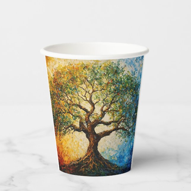 Tree of Knowledge - Oil Painting Paper Cups (Front)