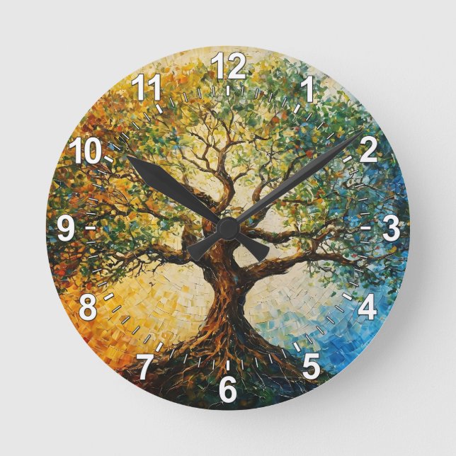 Tree of Knowledge - Oil Painting Round Clock (Front)