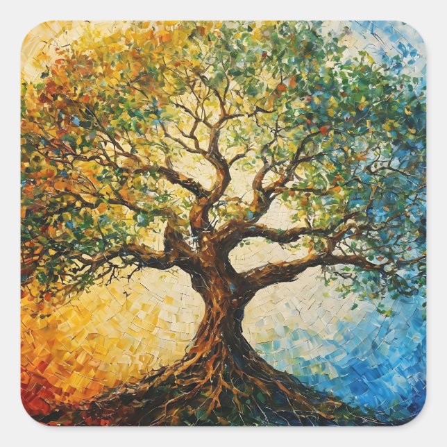 Tree of Knowledge - Oil Painting Square Sticker (Front)