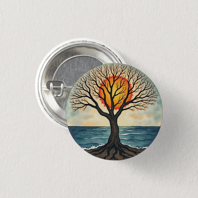 TREE OF LIFE  1 INCH ROUND BUTTON (Front & Back)