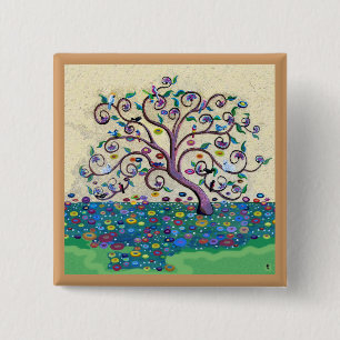 Tree of life 2 inch square button