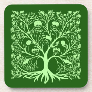 Tree of Life #3 Light and Dark Green Coaster