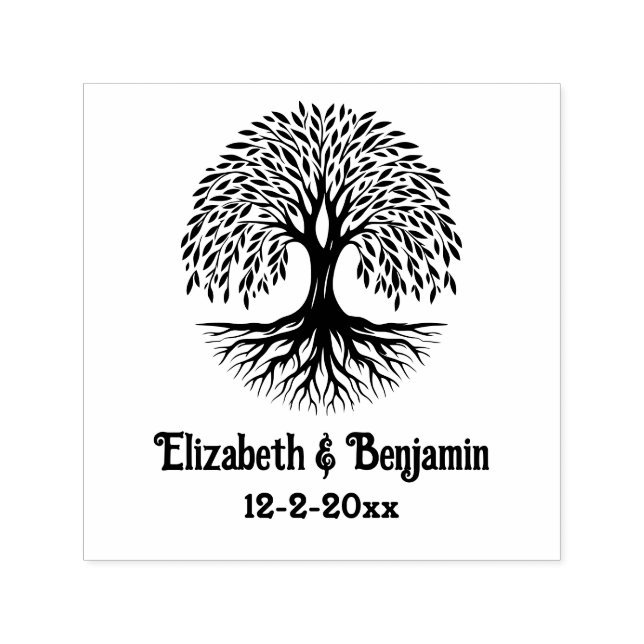 Tree of Life #5 Couple Names Date Self-inking Stamp (Design)