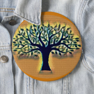 Tree of Life Abstract Nature Art  6 Inch Round Button