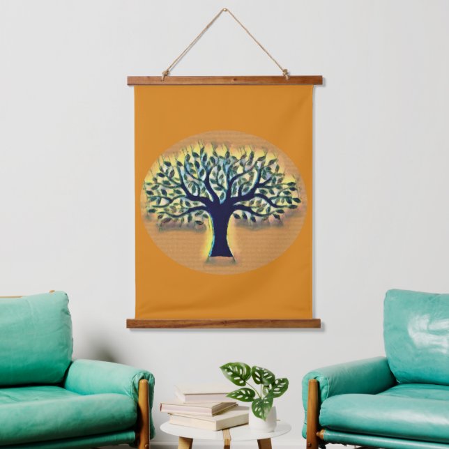 Tree of Life Abstract Nature Art  Hanging Tapestry (Living Room)