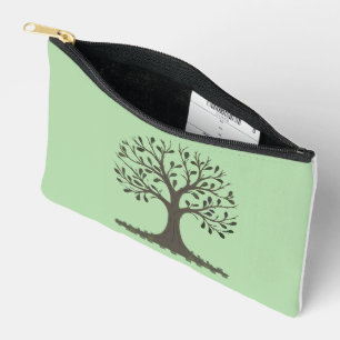 🌳 Tree of Life Accessory Pouch - Green & White
