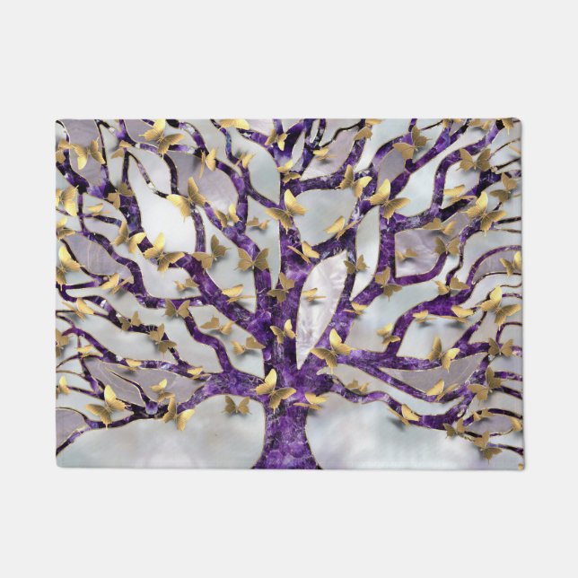 Tree of Life - Amethyst and Butterflies Doormat (Front)