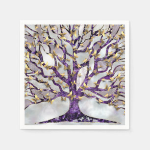 Tree of Life - Amethyst and Butterflies Napkin