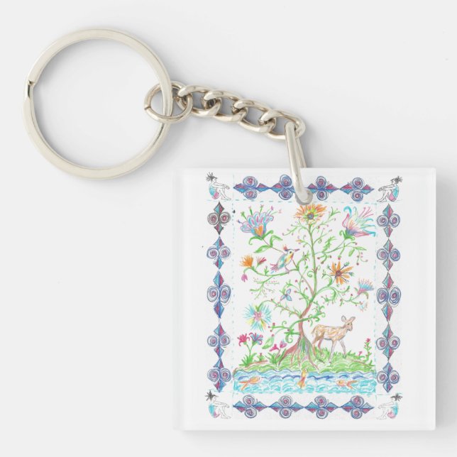 Tree of Life and a deer Keychain (Front)