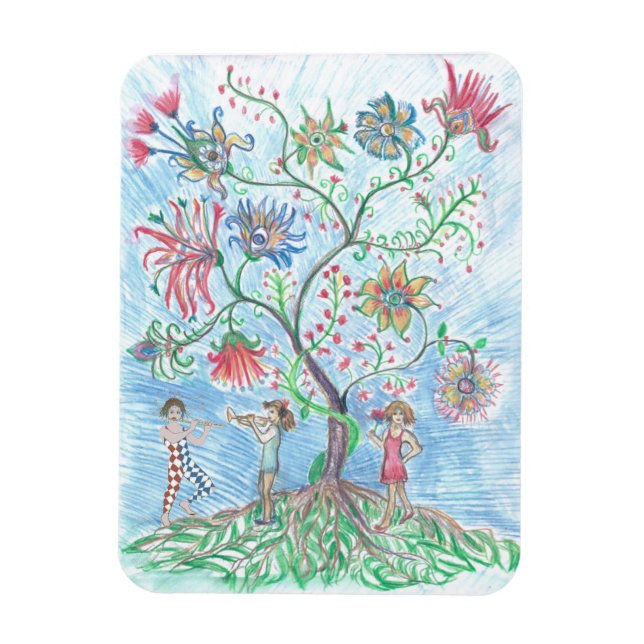Tree of life and two figures magnet (Vertical)