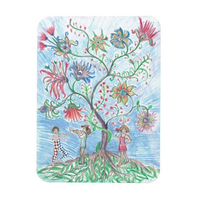 Tree of life and two figures magnet (Vertical)