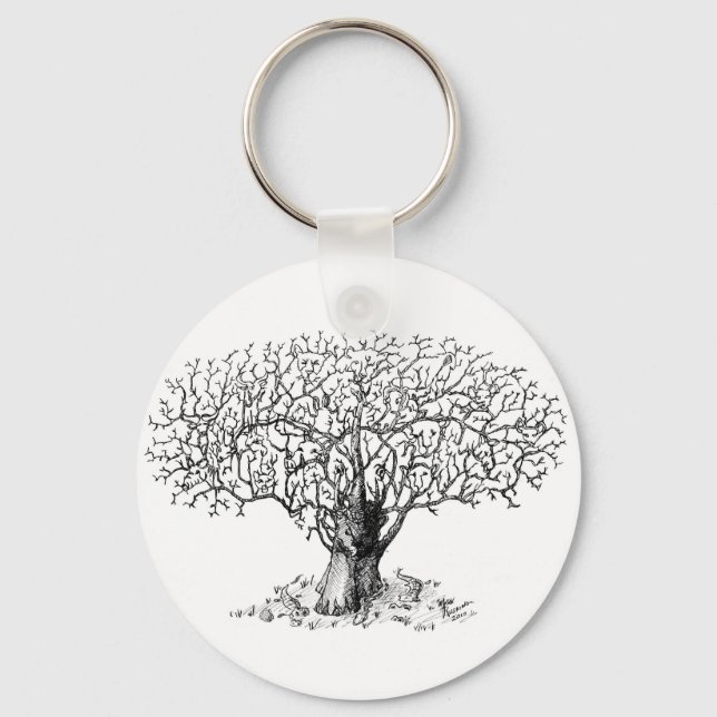 Tree of Life - animals Keychain (Front)