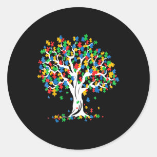 Tree Of Life Autism Awareness Month Fun ASD Suppor Classic Round Sticker
