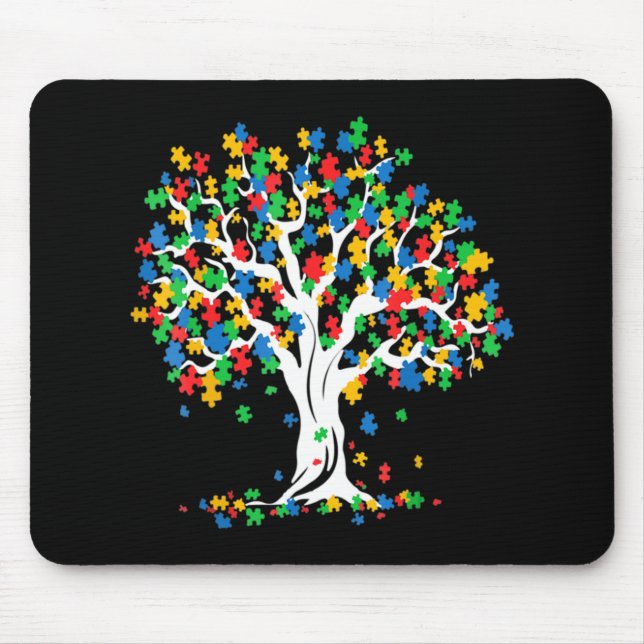 Tree Of Life Autism Awareness Month Fun ASD Suppor Mouse Pad (Front)