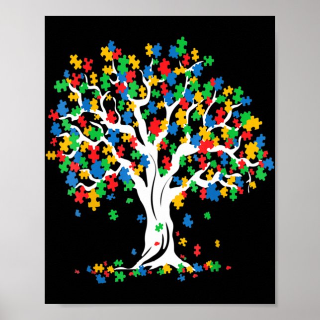 Tree Of Life Autism Awareness Month Fun ASD Suppor Poster (Front)