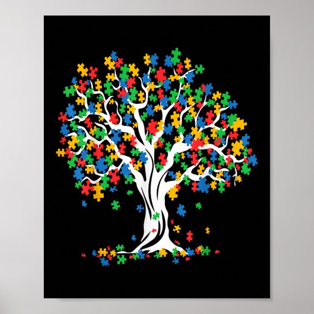 Tree Of Life Autism Awareness Month Funny Asd Supp Poster (Front)