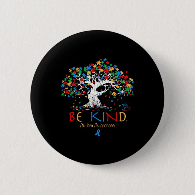 Tree Of Life Autism Awareness Month Puzzle Asd Sup 2 Inch Round Button (Front)