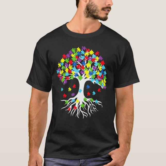 Tree Of Life Autism Awareness Month Tee Funny Asd  (Front)