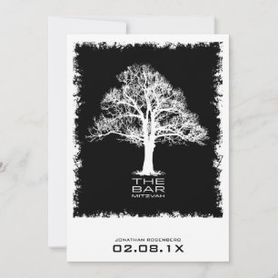 Tree of Life Bar Mitzvah Invitation Black