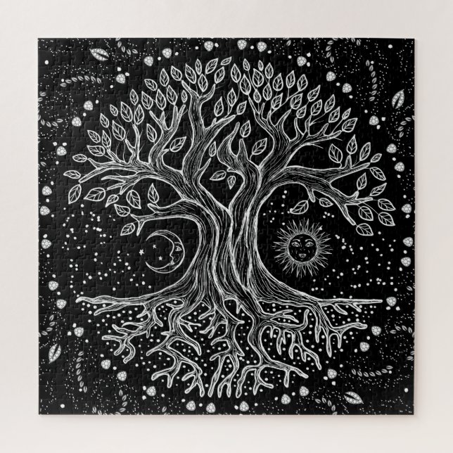 Tree of Life - black and white Jigsaw Puzzle (Vertical)