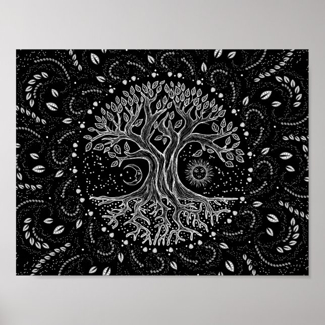 Tree of Life - black and white Poster (Front)
