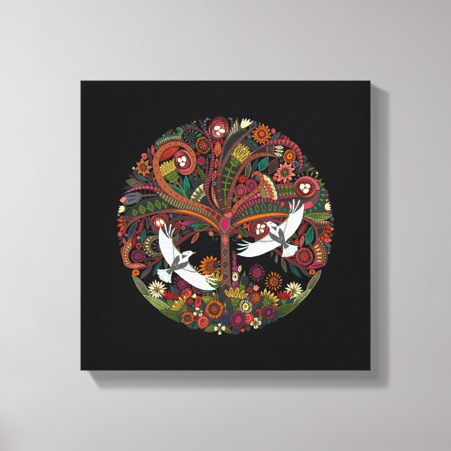 tree of life black canvas print (Front)