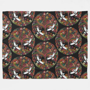tree of life black fleece blanket