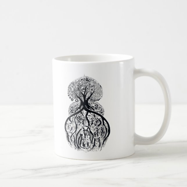 TREE of LIFE - black & white Coffee Mug (Right)