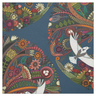 tree of life blue fabric
