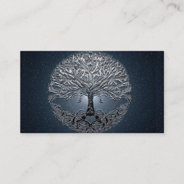 Tree of Life Blue Sky Peaceful Night Business Card (Front)
