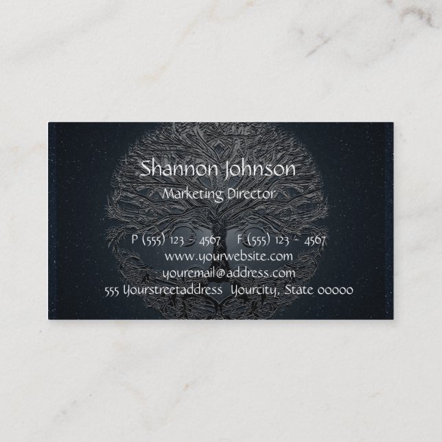 Tree of Life Blue Sky Peaceful Night Business Card (Back)