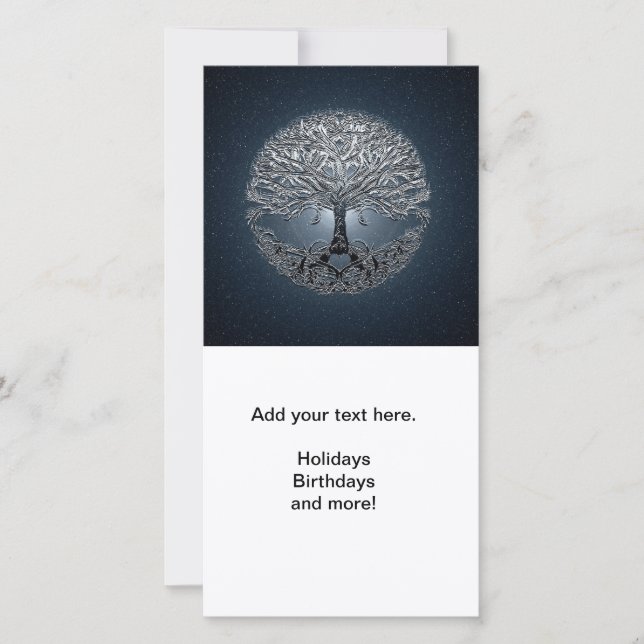Tree of Life Blue Sky Peaceful Night Holiday Card (Front)
