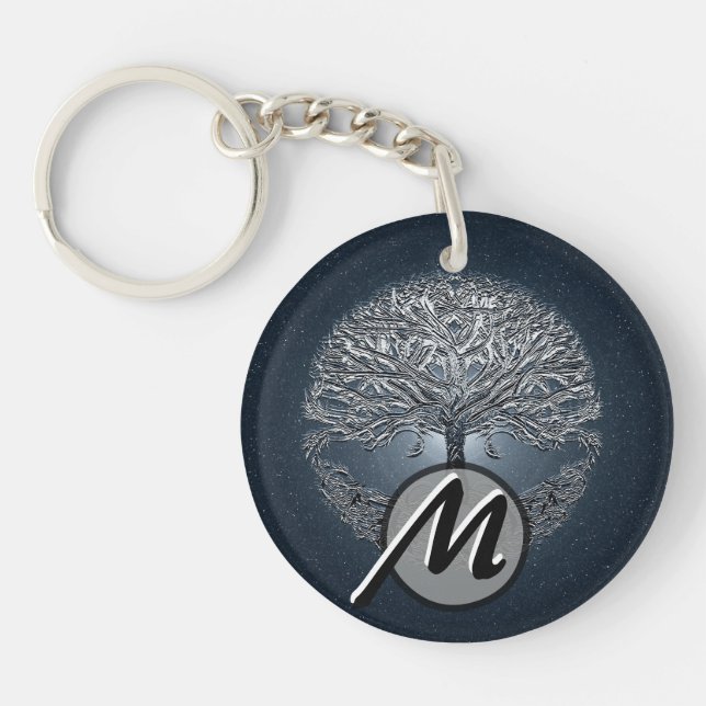 Tree of Life Blue Sky Peaceful Night Keychain (Front)