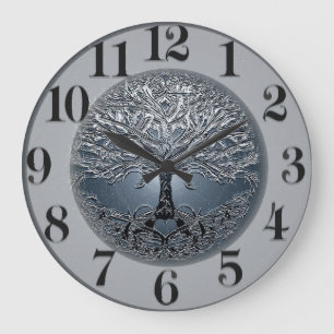 Tree of Life Blue Sky Peaceful Night Large Clock