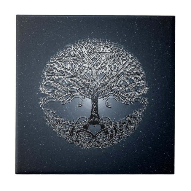 Tree of Life Blue Sky Peaceful Night Tile (Front)