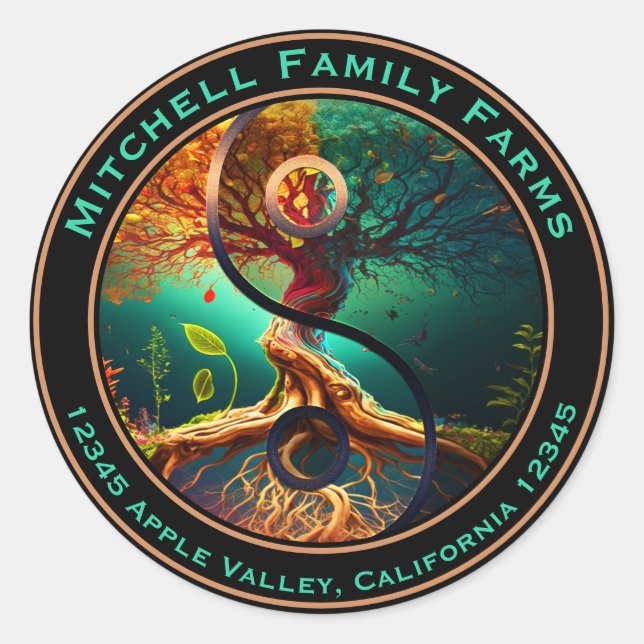 Tree of Life Business Logo Classic Round Sticker (Front)
