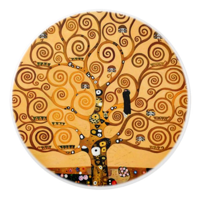 Tree of Life by Gustav Klimt Fine Art Ceramic Knob (Front)