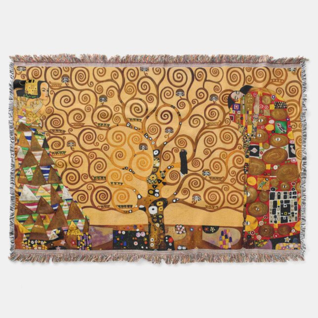Tree of Life by Gustav Klimt Fine Art Throw Blanket (Front)